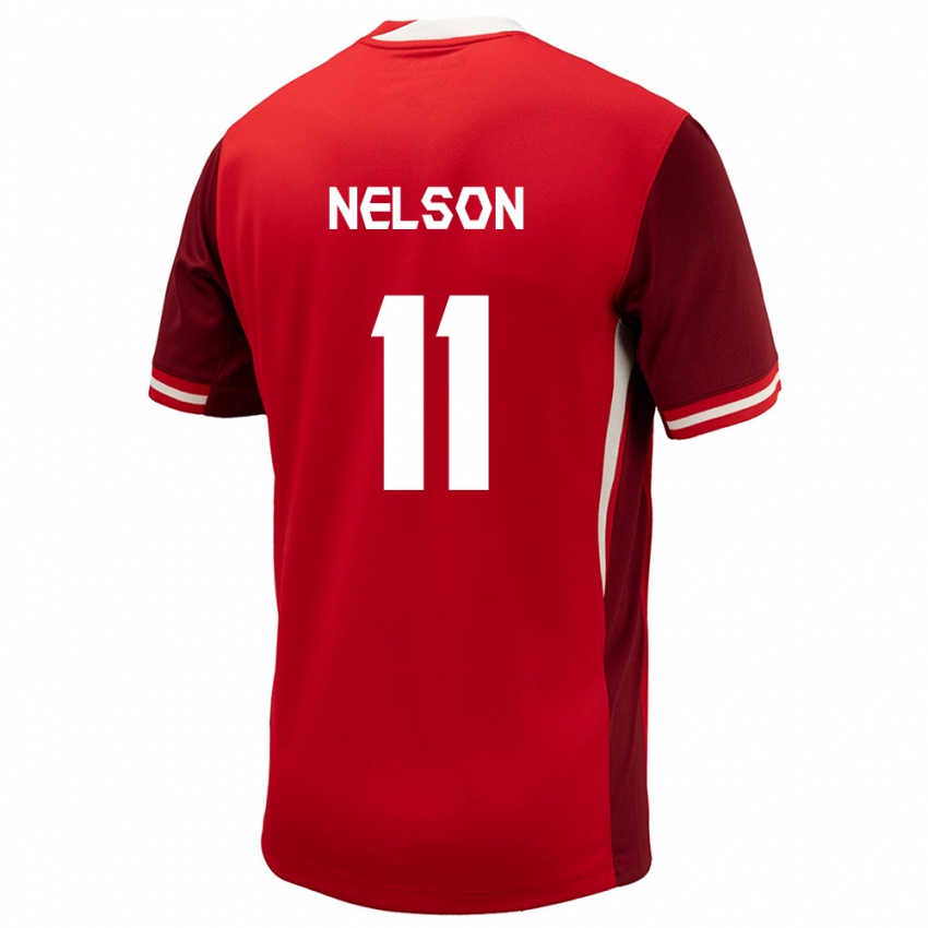 Enfant Maillot Canada Jayden Nelson #11 Rouge Tenues Domicile 24-26 T-Shirt Suisse