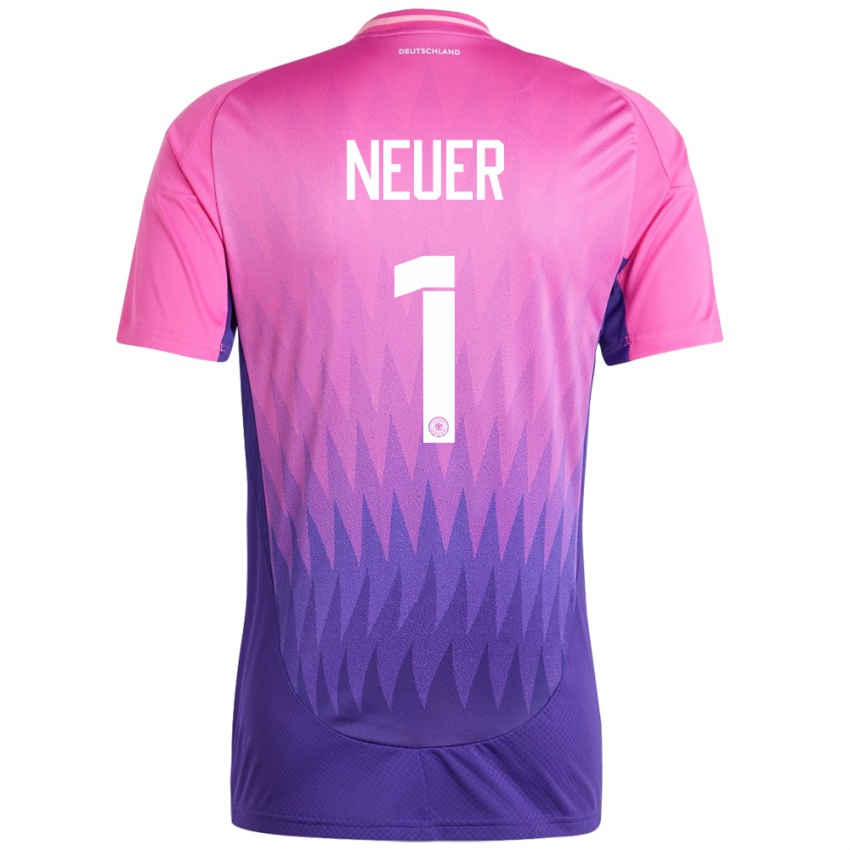 Kinder Deutschland Manuel Neuer #1 Pink Lila Auswärtstrikot Trikot 24-26 T-Shirt Schweiz
