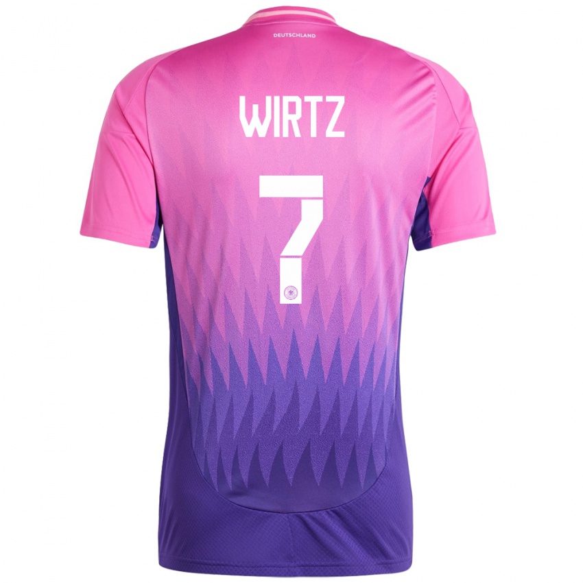 Kinder Deutschland Florian Wirtz #7 Pink Lila Auswärtstrikot Trikot 24-26 T-Shirt Schweiz