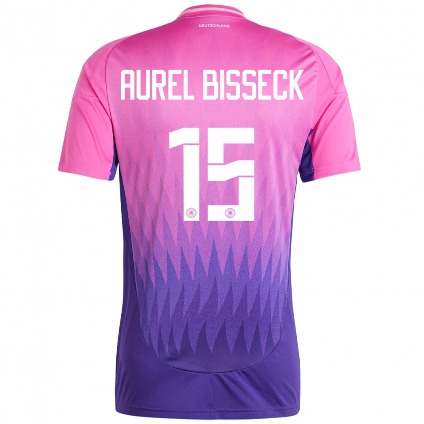 Kinder Deutschland Yann Aurel Bisseck #15 Pink Lila Auswärtstrikot Trikot 24-26 T-Shirt Schweiz