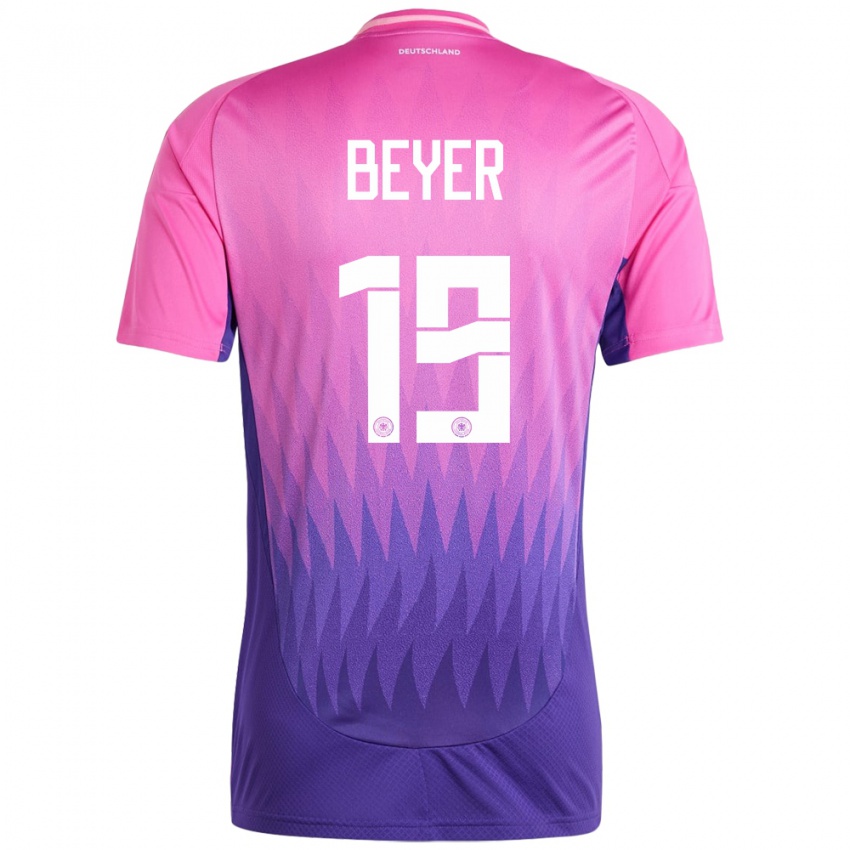 Kinder Deutschland Jordan Beyer #19 Pink Lila Auswärtstrikot Trikot 24-26 T-Shirt Schweiz