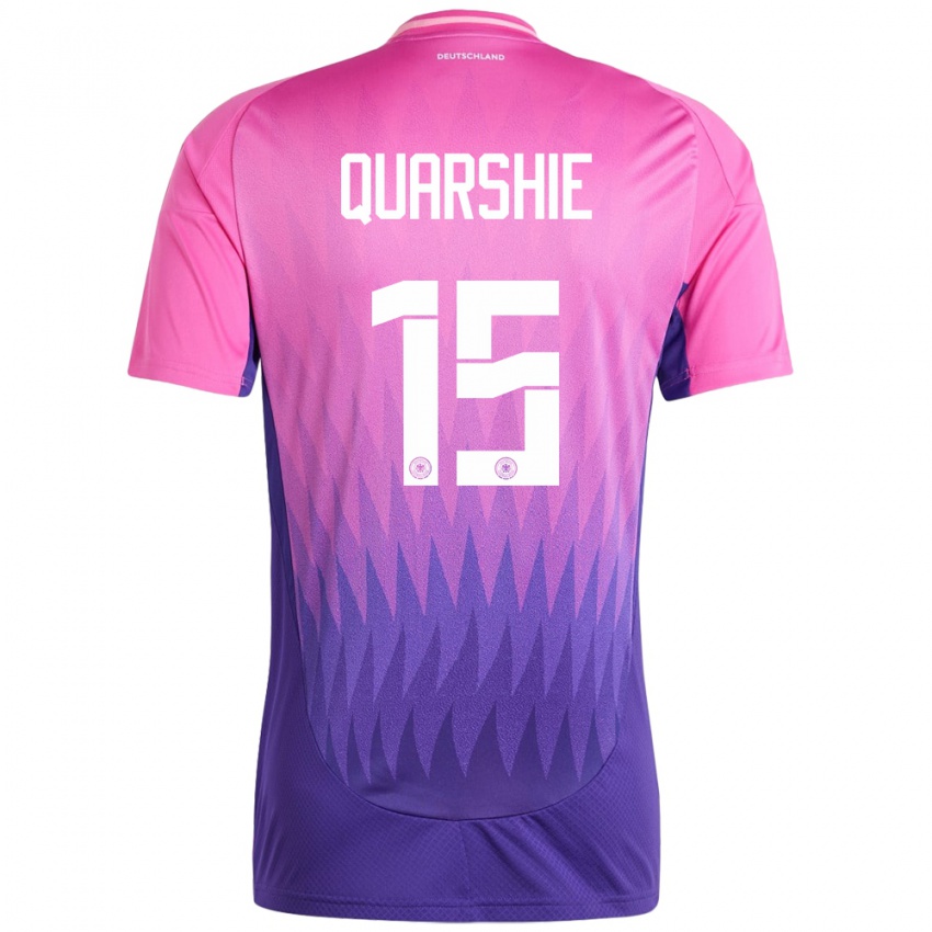 Kinder Deutschland Joshua Quarshie #15 Pink Lila Auswärtstrikot Trikot 24-26 T-Shirt Schweiz