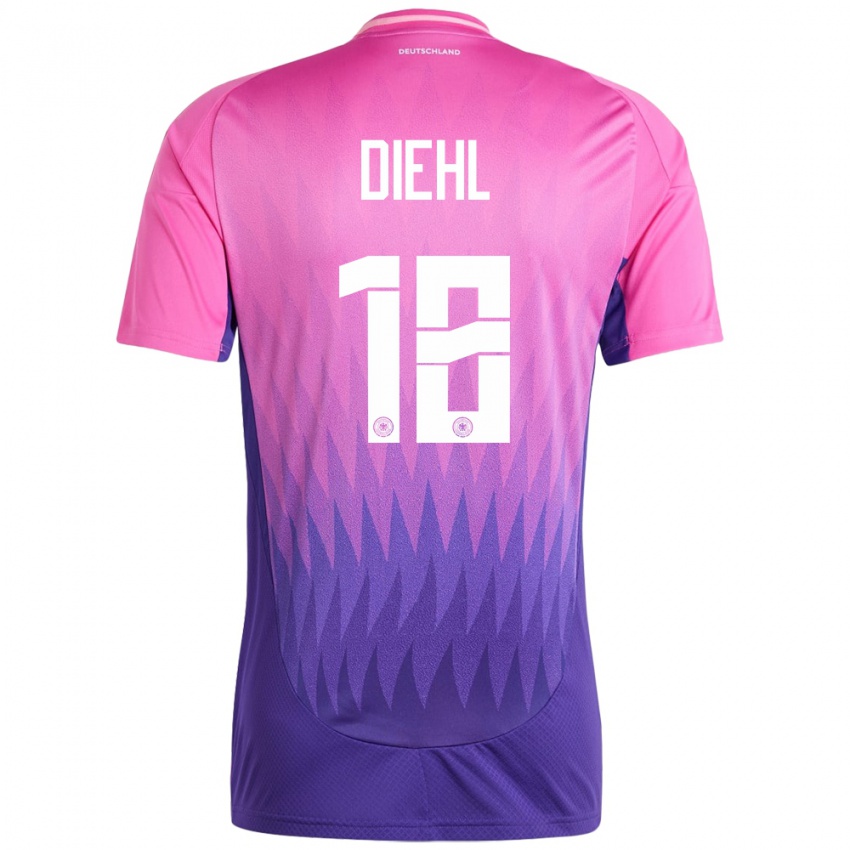 Kinder Deutschland Justin Diehl #18 Pink Lila Auswärtstrikot Trikot 24-26 T-Shirt Schweiz