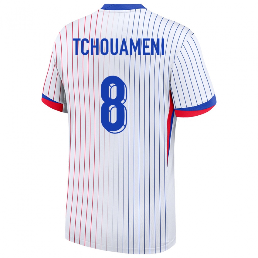 Kinder Frankreich Aurelien Tchouameni #8 Weiß Auswärtstrikot Trikot 24-26 T-Shirt Schweiz