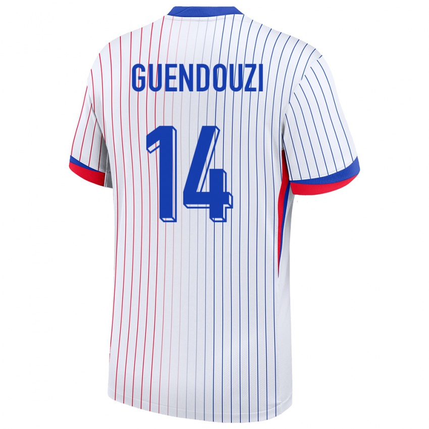 Kinder Frankreich Matteo Guendouzi #14 Weiß Auswärtstrikot Trikot 24-26 T-Shirt Schweiz
