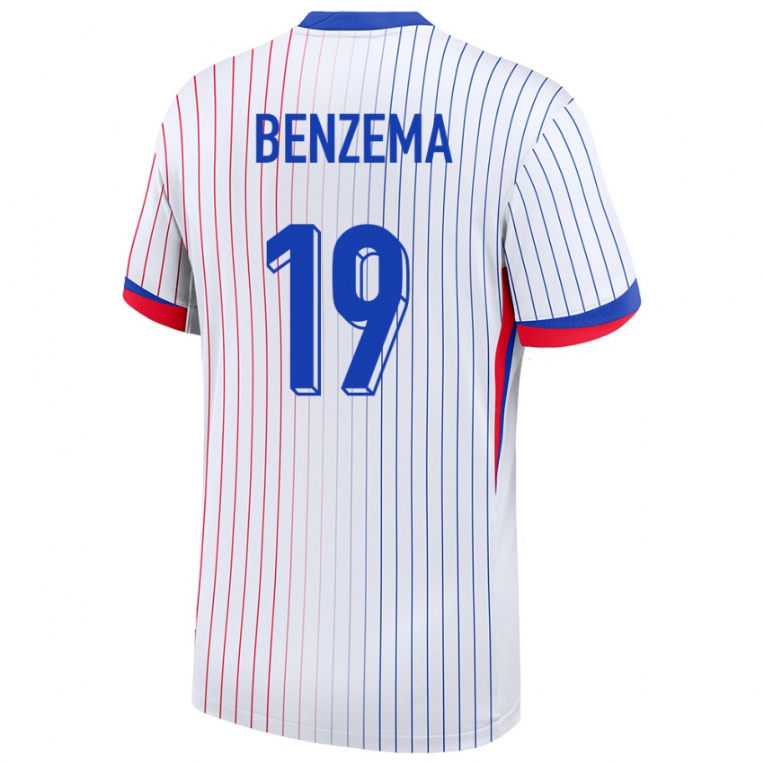Enfant Maillot France Karim Benzema #19 Blanc Tenues Extérieur 24-26 T-Shirt Suisse