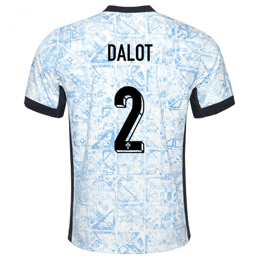 Kinder Portugal Diogo Dalot #2 Cremeblau Auswärtstrikot Trikot 24-26 T-Shirt Schweiz