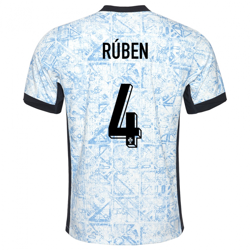 Kinder Portugal Ruben Dias #4 Cremeblau Auswärtstrikot Trikot 24-26 T-Shirt Schweiz