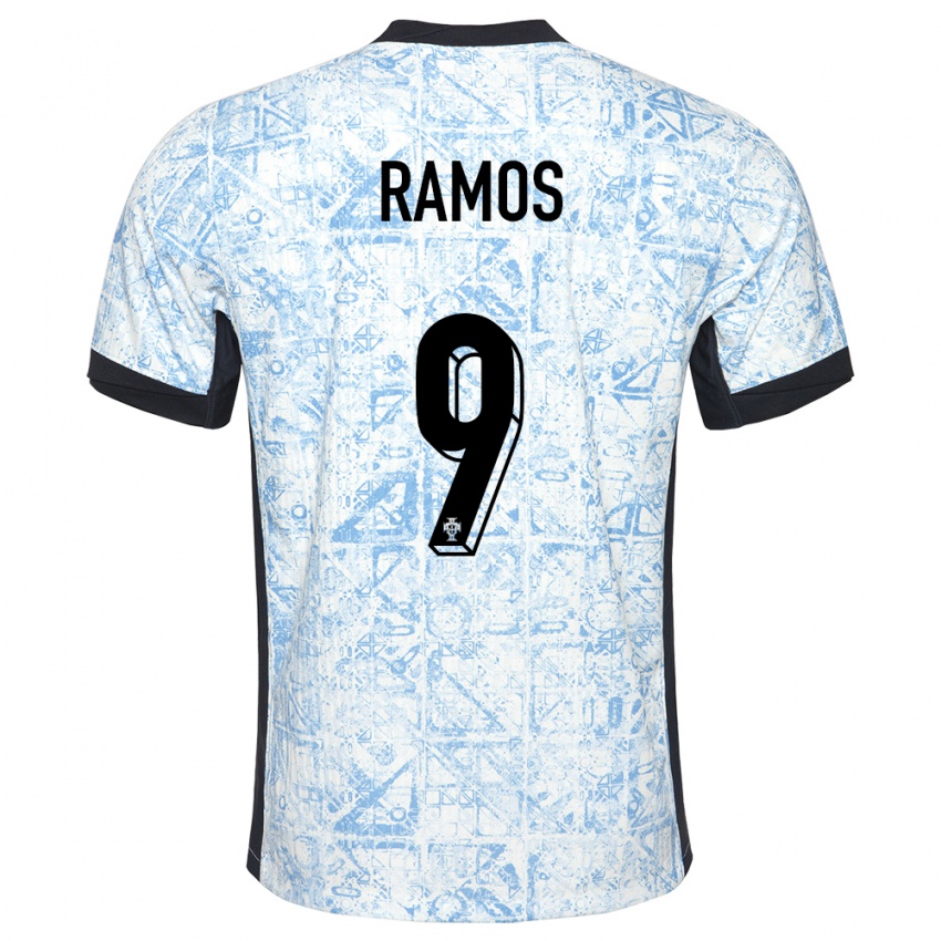 Kinder Portugal Goncalo Ramos #9 Cremeblau Auswärtstrikot Trikot 24-26 T-Shirt Schweiz