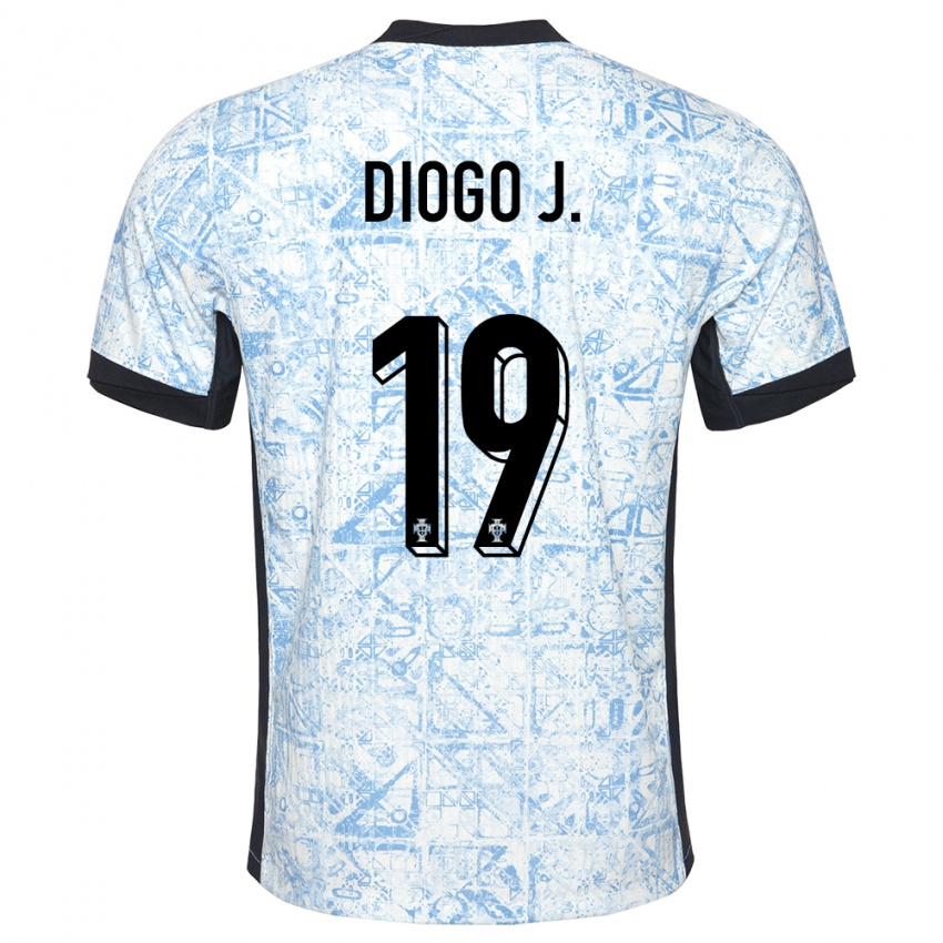 Kinder Portugal Diogo Jota #19 Cremeblau Auswärtstrikot Trikot 24-26 T-Shirt Schweiz