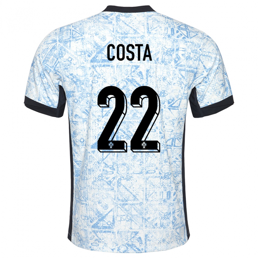Kinder Portugal Diogo Costa #22 Cremeblau Auswärtstrikot Trikot 24-26 T-Shirt Schweiz