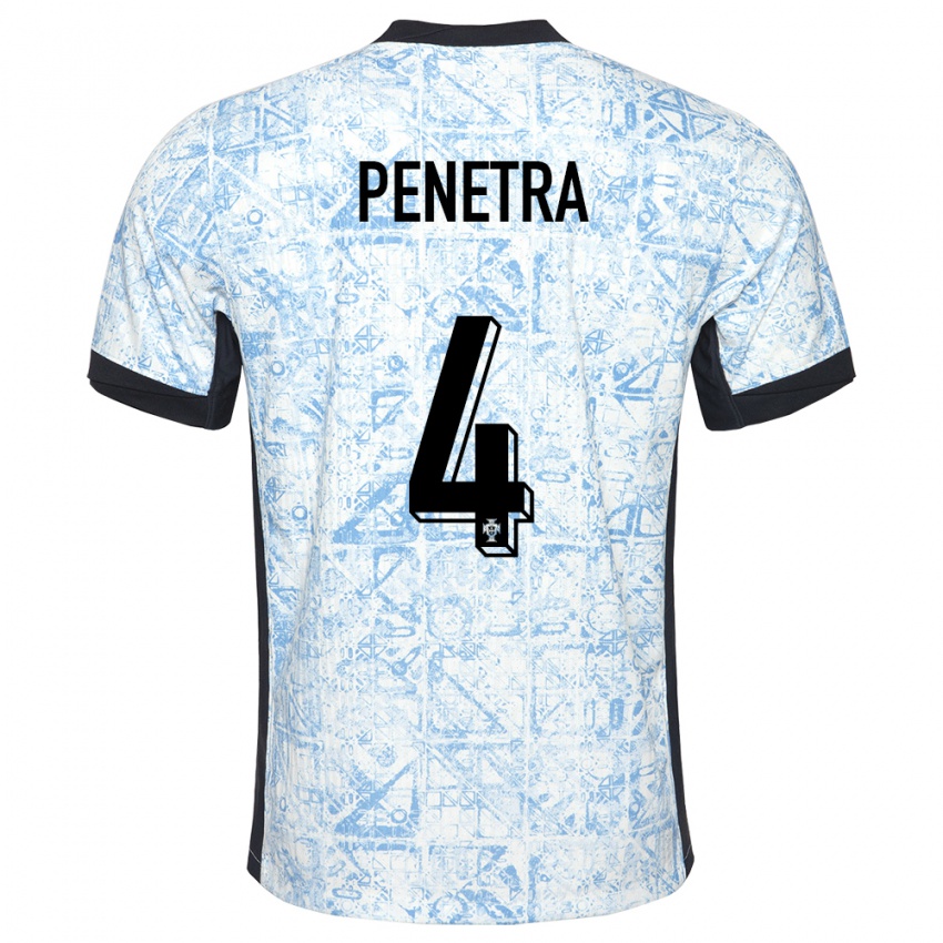 Kinder Portugal Alexandre Penetra #4 Cremeblau Auswärtstrikot Trikot 24-26 T-Shirt Schweiz