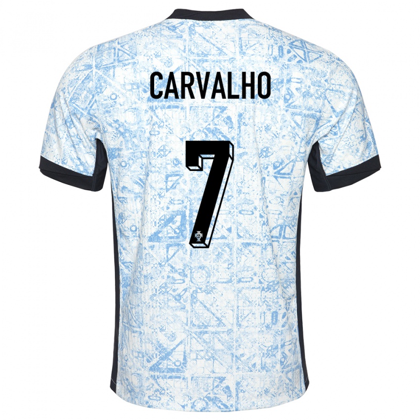 Kinder Portugal Fabio Carvalho #7 Cremeblau Auswärtstrikot Trikot 24-26 T-Shirt Schweiz