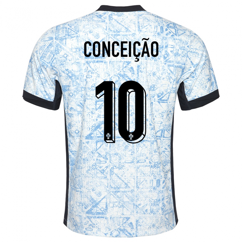 Kinder Portugal Francisco Conceicao #10 Cremeblau Auswärtstrikot Trikot 24-26 T-Shirt Schweiz