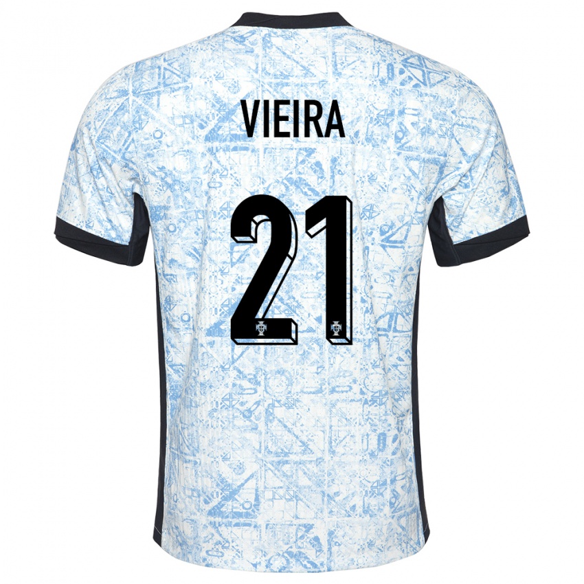 Kinder Portugal Fabio Vieira #21 Cremeblau Auswärtstrikot Trikot 24-26 T-Shirt Schweiz