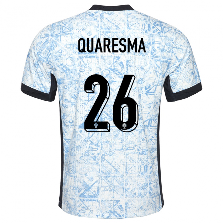 Kinder Portugal Eduardo Quaresma #26 Cremeblau Auswärtstrikot Trikot 24-26 T-Shirt Schweiz