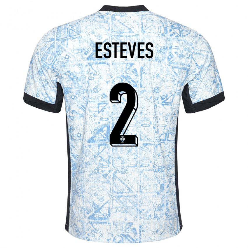 Kinder Portugal Goncalo Esteves #2 Cremeblau Auswärtstrikot Trikot 24-26 T-Shirt Schweiz