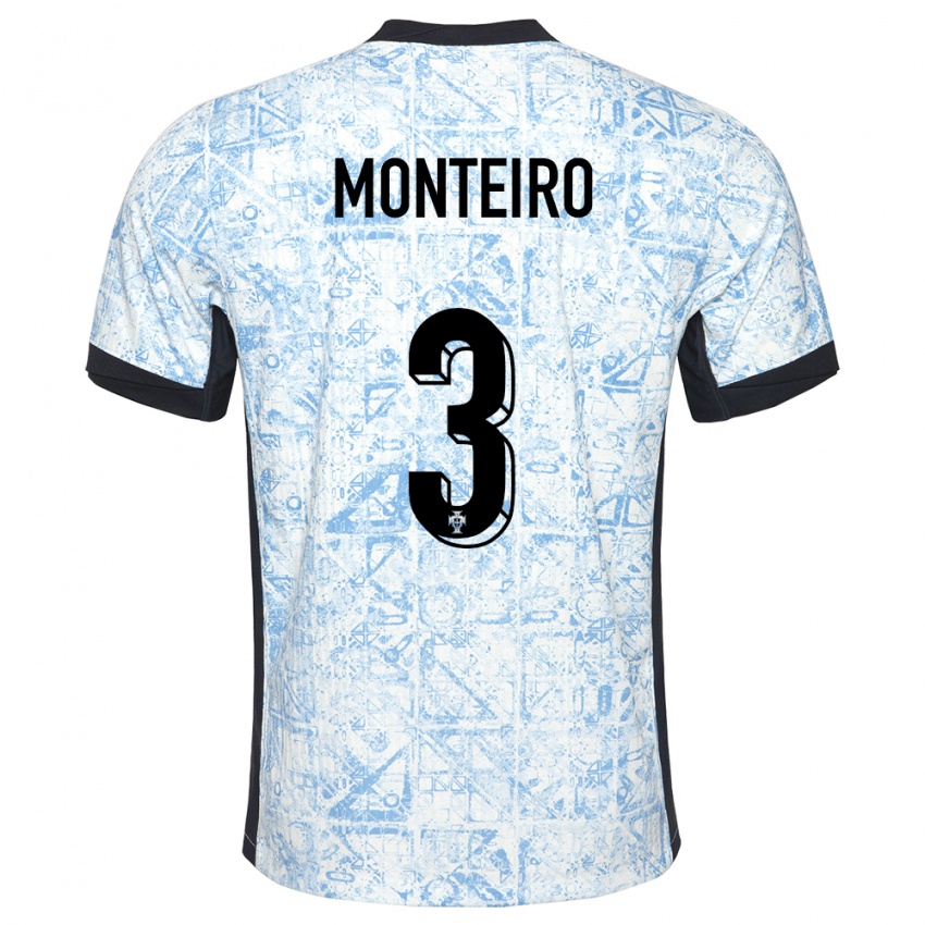 Kinder Portugal Diogo Monteiro #3 Cremeblau Auswärtstrikot Trikot 24-26 T-Shirt Schweiz