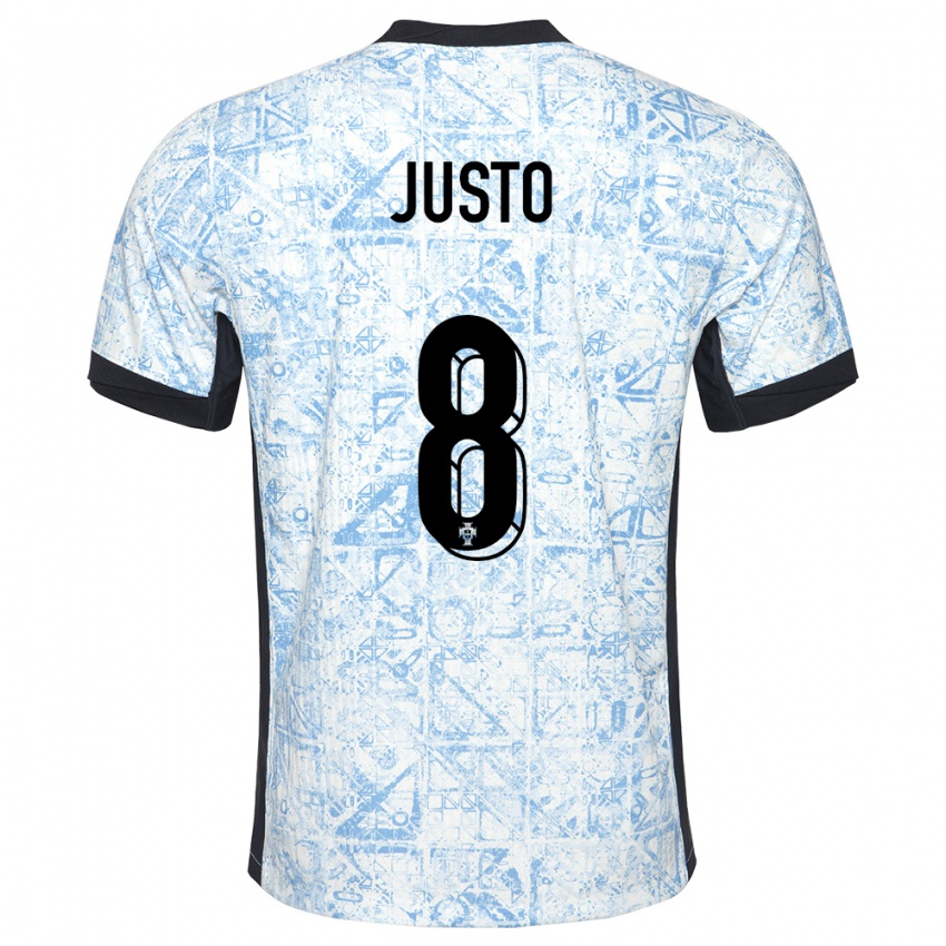 Kinder Portugal Samuel Justo #8 Cremeblau Auswärtstrikot Trikot 24-26 T-Shirt Schweiz