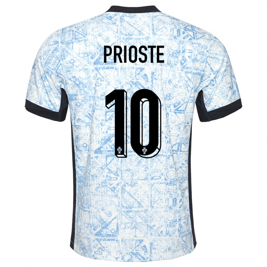 Kinder Portugal Diogo Prioste #10 Cremeblau Auswärtstrikot Trikot 24-26 T-Shirt Schweiz