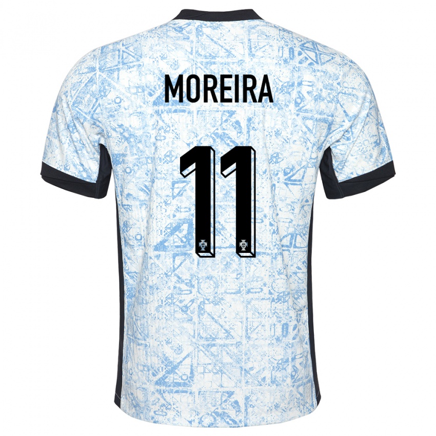 Kinder Portugal Diego Moreira #11 Cremeblau Auswärtstrikot Trikot 24-26 T-Shirt Schweiz
