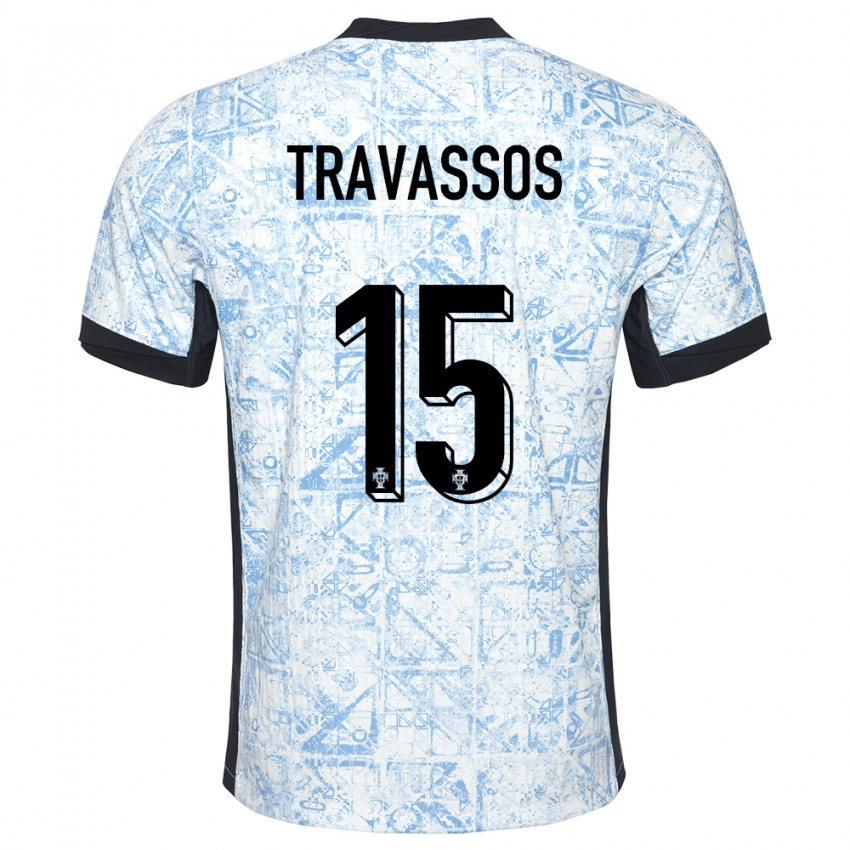 Kinder Portugal Diogo Travassos #15 Cremeblau Auswärtstrikot Trikot 24-26 T-Shirt Schweiz