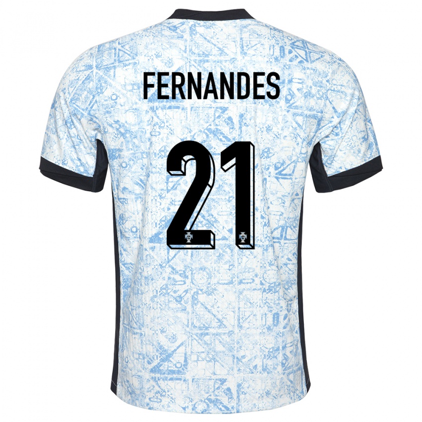 Kinder Portugal Mateus Fernandes #21 Cremeblau Auswärtstrikot Trikot 24-26 T-Shirt Schweiz