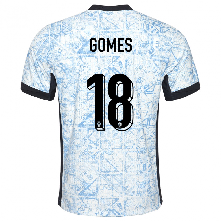 Kinder Portugal Andre Gomes #18 Cremeblau Auswärtstrikot Trikot 24-26 T-Shirt Schweiz