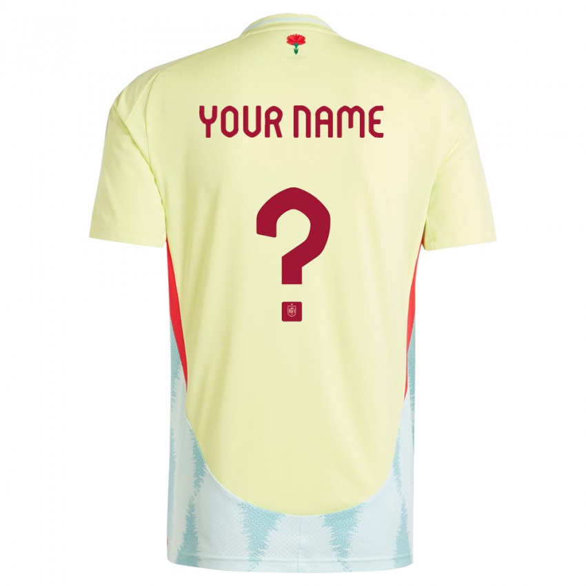 Enfant Maillot Espagne Votre Nom #0 Jaune Tenues Extérieur 24-26 T-Shirt Suisse