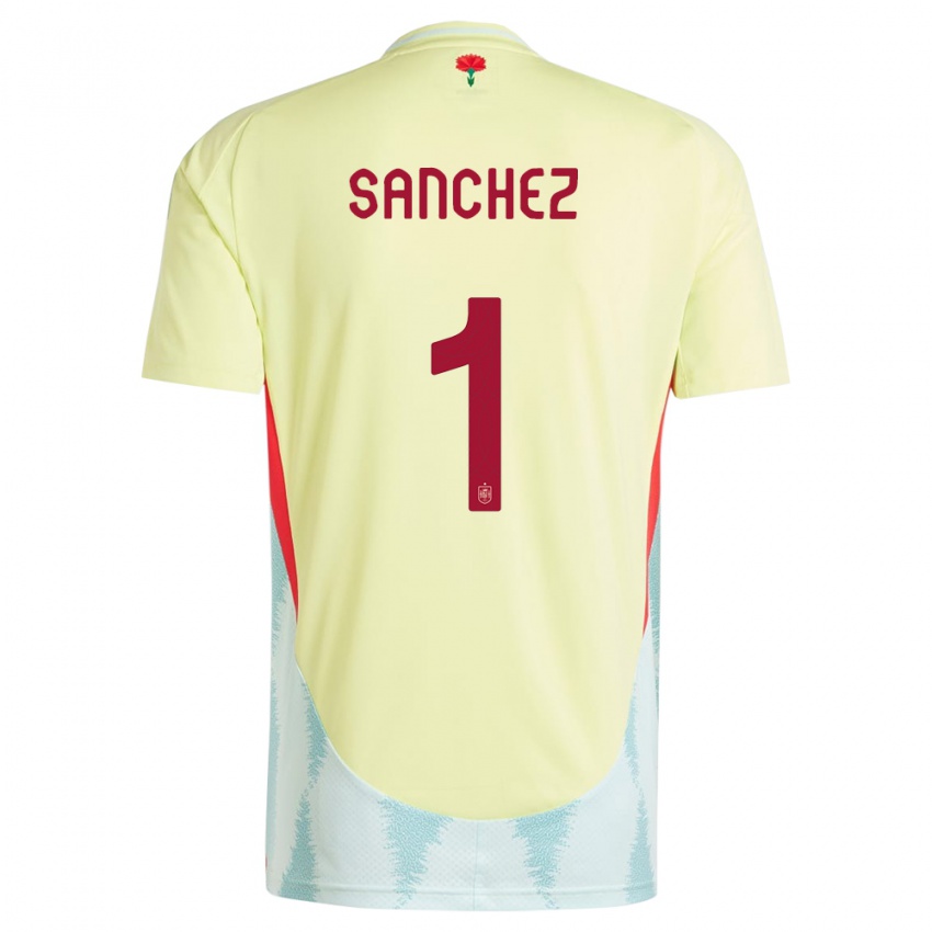 Enfant Maillot Espagne Robert Sanchez #1 Jaune Tenues Extérieur 24-26 T-Shirt Suisse