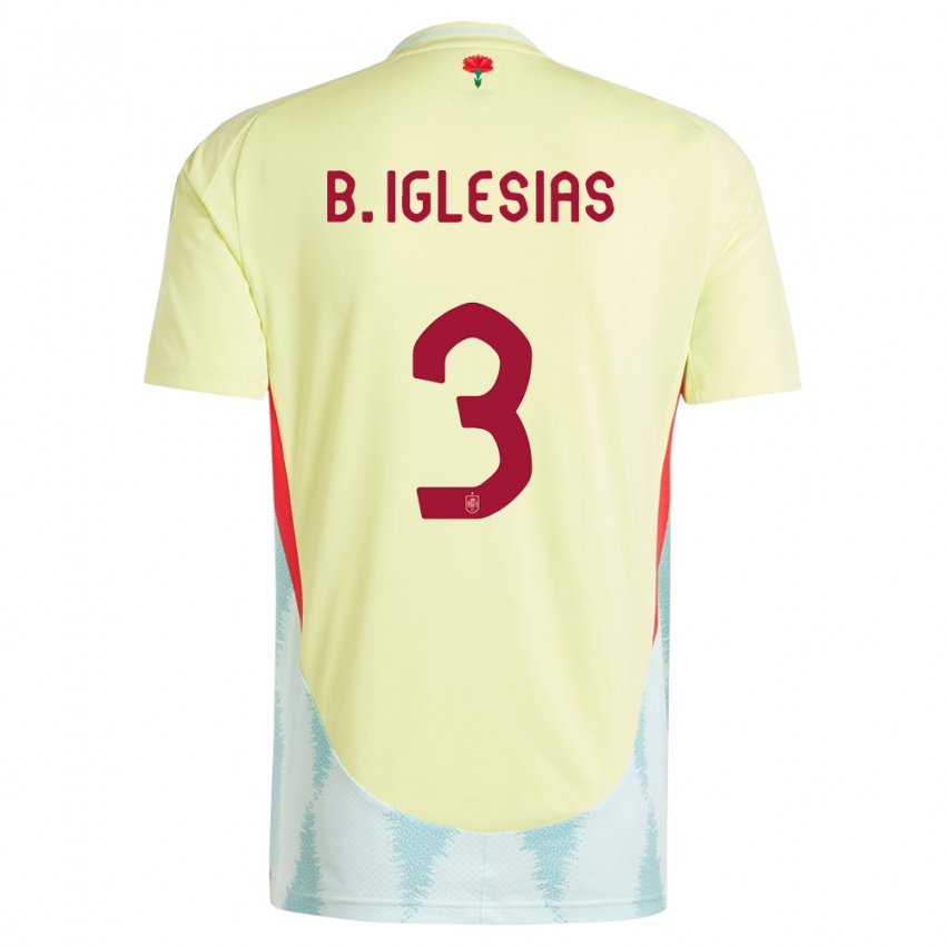 Enfant Maillot Espagne Borja Iglesias #3 Jaune Tenues Extérieur 24-26 T-Shirt Suisse