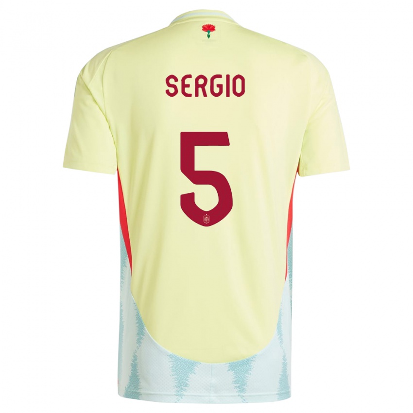 Kinder Spanien Sergio Busquets #5 Gelb Auswärtstrikot Trikot 24-26 T-Shirt Schweiz