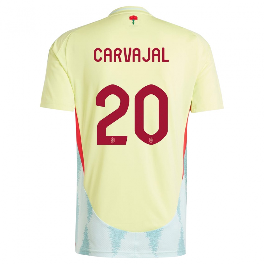 Kinder Spanien Daniel Carvajal #20 Gelb Auswärtstrikot Trikot 24-26 T-Shirt Schweiz