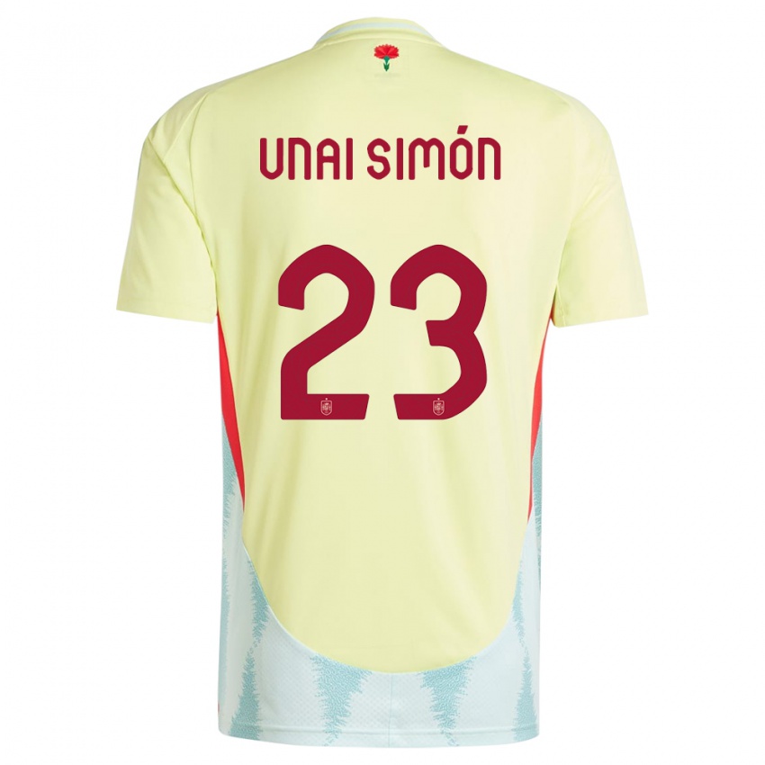 Enfant Maillot Espagne Unai Simon #23 Jaune Tenues Extérieur 24-26 T-Shirt Suisse