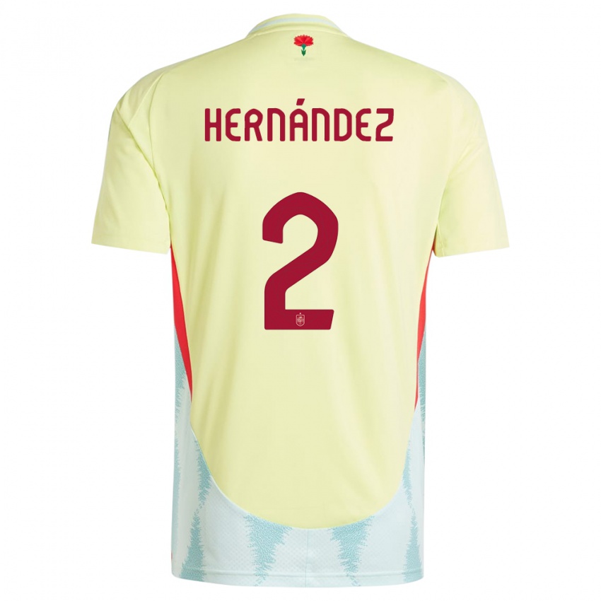 Enfant Maillot Espagne Oihane Hernandez #2 Jaune Tenues Extérieur 24-26 T-Shirt Suisse