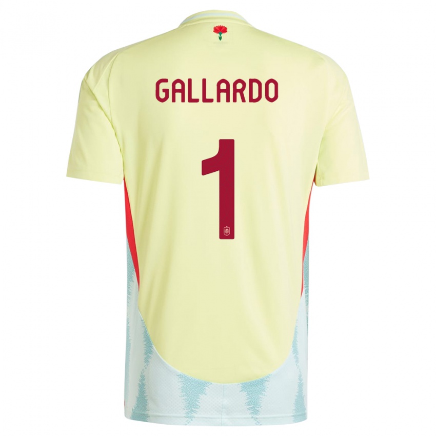 Enfant Maillot Espagne Dolores Gallardo #1 Jaune Tenues Extérieur 24-26 T-Shirt Suisse