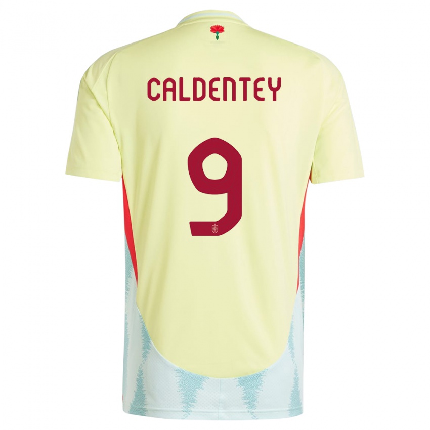 Kinder Spanien Mariona Caldentey #9 Gelb Auswärtstrikot Trikot 24-26 T-Shirt Schweiz
