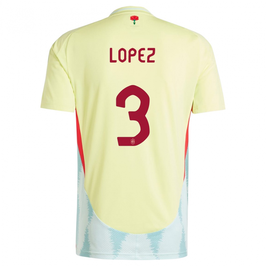 Enfant Maillot Espagne Juan Lopez #3 Jaune Tenues Extérieur 24-26 T-Shirt Suisse