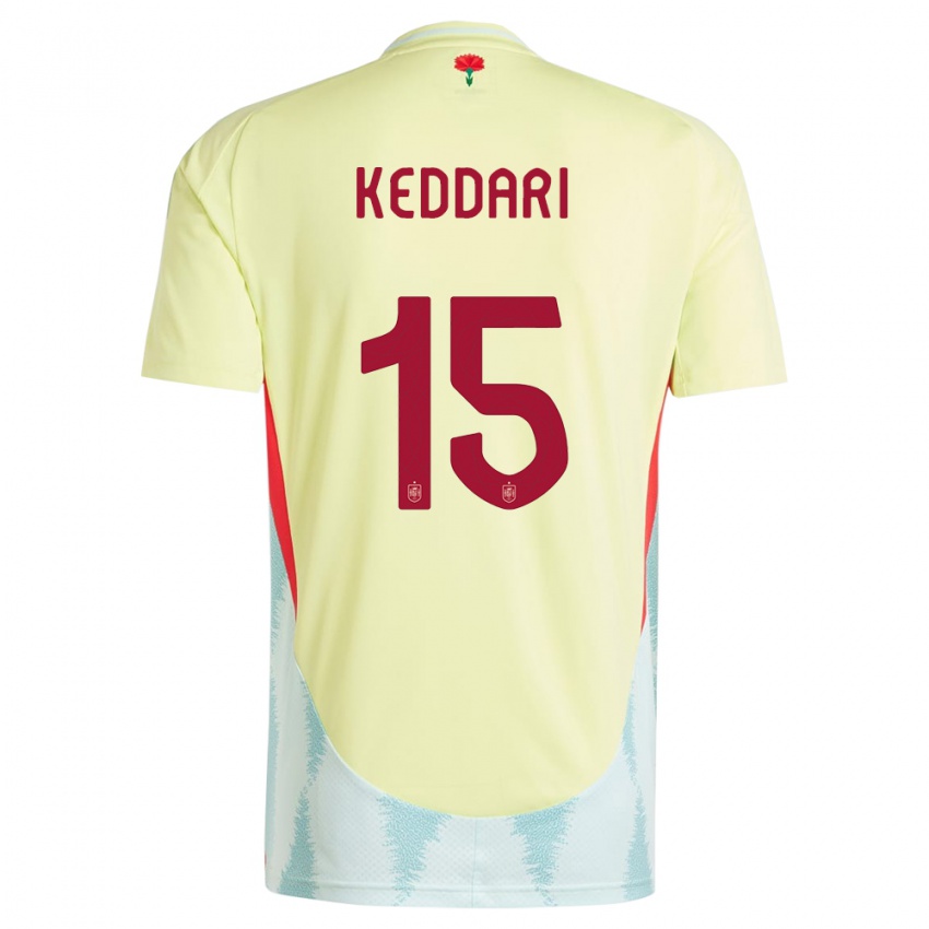 Enfant Maillot Espagne Wassim Keddari #15 Jaune Tenues Extérieur 24-26 T-Shirt Suisse