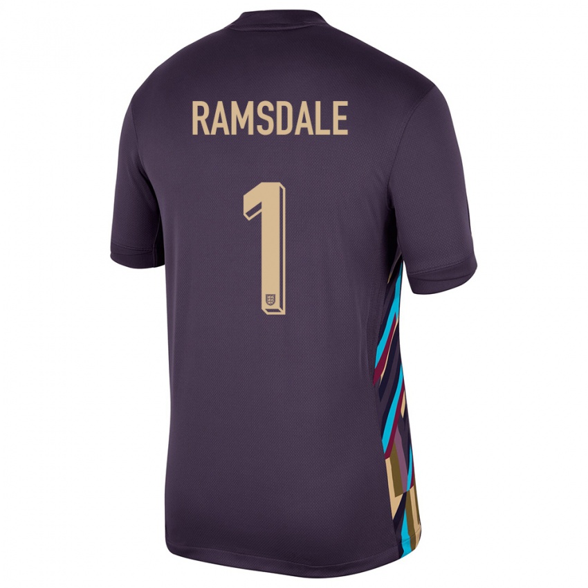 Enfant Maillot Angleterre Aaron Ramsdale #1 Raisins Noirs Tenues Extérieur 24-26 T-Shirt Suisse