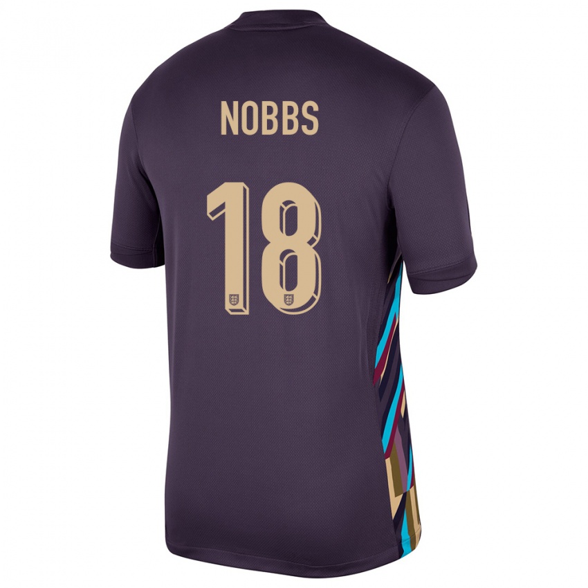 Enfant Maillot Angleterre Jordan Nobbs #18 Raisins Noirs Tenues Extérieur 24-26 T-Shirt Suisse
