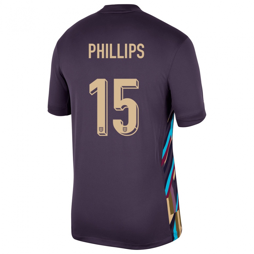 Kinder England Ashley Phillips #15 Dunkle Rosine Auswärtstrikot Trikot 24-26 T-Shirt Schweiz