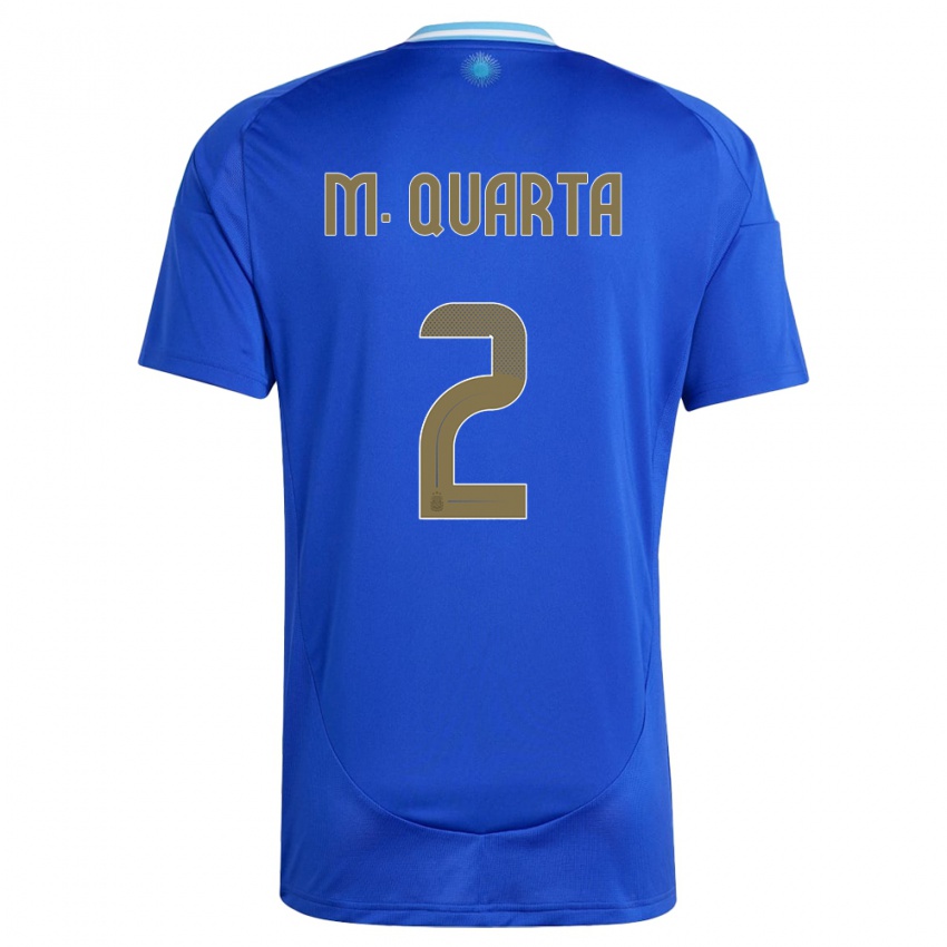 Kinder Argentinien Lucas Martinez Quarta #2 Blau Auswärtstrikot Trikot 24-26 T-Shirt Schweiz