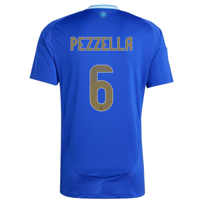 Enfant Maillot Argentine German Pezzella #6 Bleu Tenues Extérieur 24-26 T-Shirt Suisse
