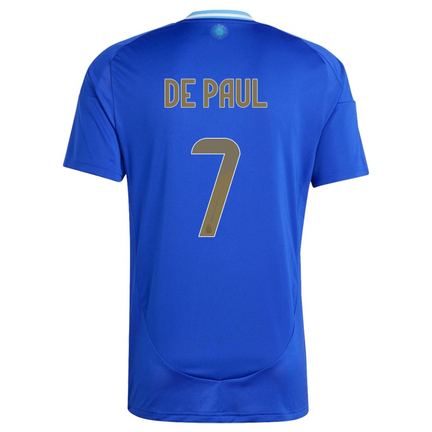 Enfant Maillot Argentine Rodrigo De Paul #7 Bleu Tenues Extérieur 24-26 T-Shirt Suisse