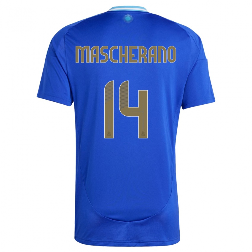 Enfant Maillot Argentine Javier Mascherano #14 Bleu Tenues Extérieur 24-26 T-Shirt Suisse
