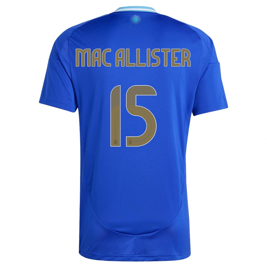Kinder Argentinien Alexis Mac Allister #15 Blau Auswärtstrikot Trikot 24-26 T-Shirt Schweiz
