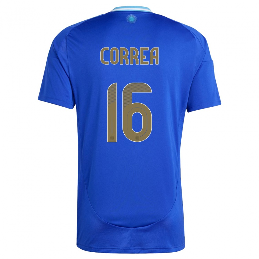Kinder Argentinien Angel Correa #16 Blau Auswärtstrikot Trikot 24-26 T-Shirt Schweiz