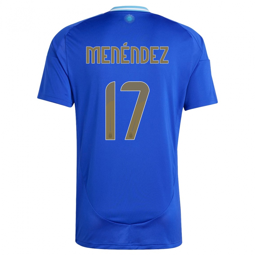 Kinder Argentinien Milagros Menendez #17 Blau Auswärtstrikot Trikot 24-26 T-Shirt Schweiz