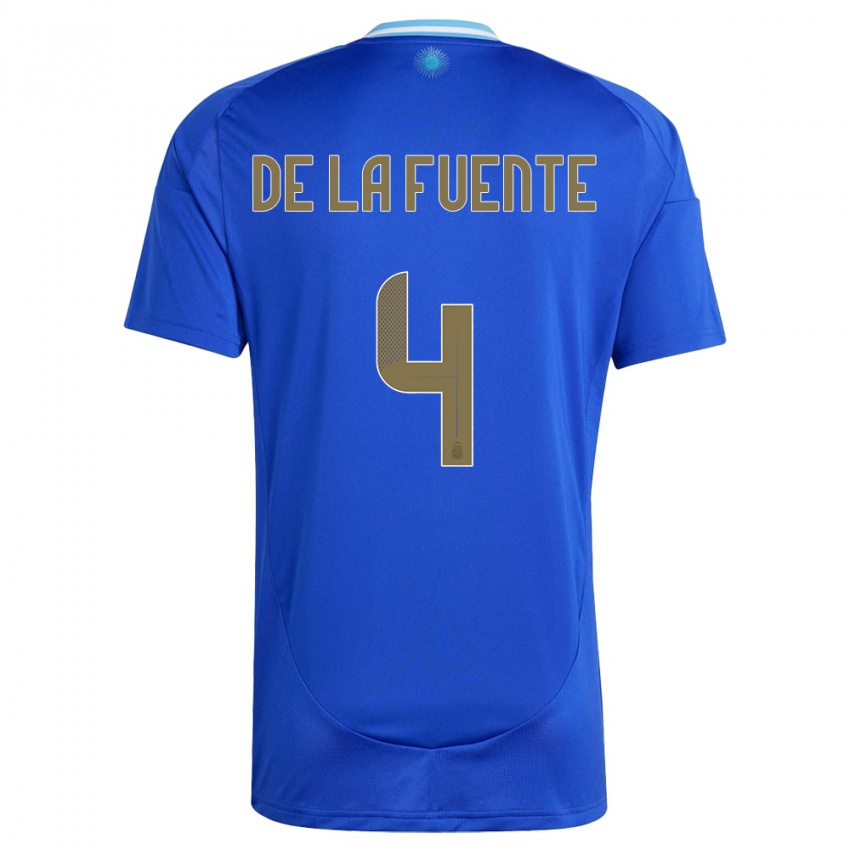 Kinder Argentinien Hernan De La Fuente #4 Blau Auswärtstrikot Trikot 24-26 T-Shirt Schweiz
